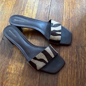 Reformation Brown Zebra Print Women's Shoes